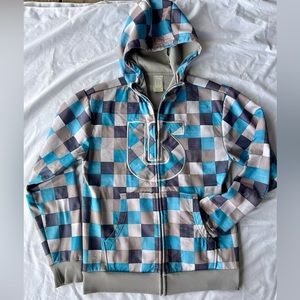 Burton DryRide Colombo Full Zip Hoodie Sweatshirt size S Plaid Fleece Lined